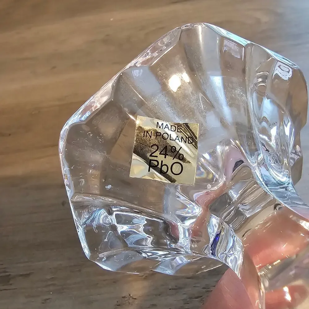 Vintage Polish Lead Crystal Tulip Candlestick Holder Taper 24% PbO Poland MCM